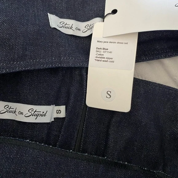 Stuck on Stupid | NWT’s cyber Y2K “Mary Jane Denim Set” pleated lace mini dress - Picture 7 of 7